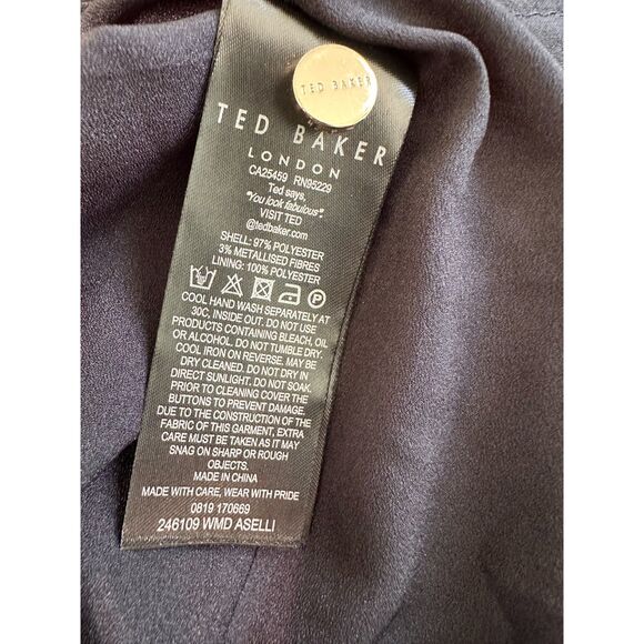 Ted Baker London Atlas Long Sleeve Midi Dress Black Chevron Modest Style size 3 - Picture 14 of 15